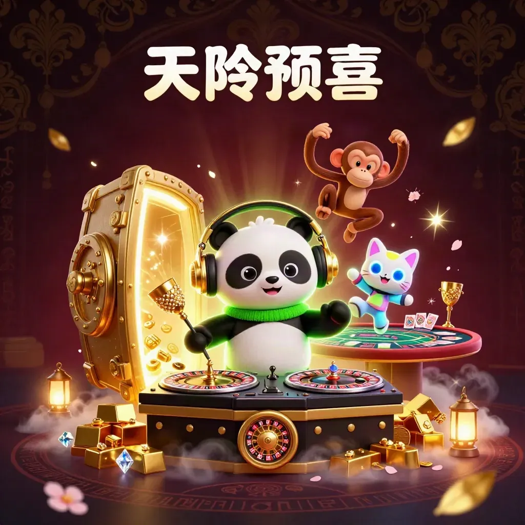DJ-panda, dansande apa och glowstick-katt bland guld, neon och skattkista